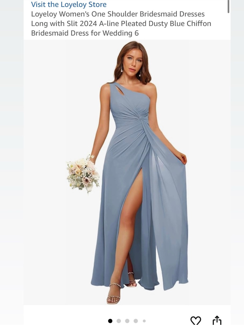 Size 6 Dusty Blue Dress One Shoulder Chiffon